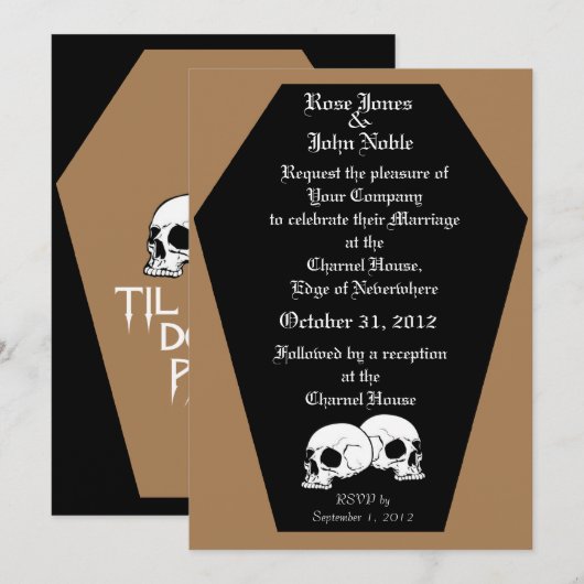 Coffin Ebony (Tan) Wedding Invitation Kaart (Voorkant / Achterkant)