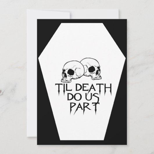 Coffin Ebony (White Wedding Invitation) Kaart (Achterkant)