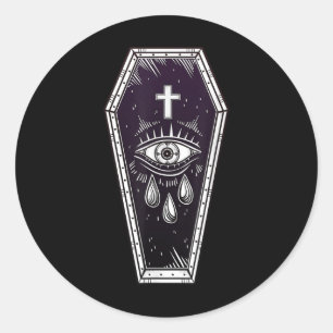 Coffin Flash Tattoo - Pop Art Spooky T-shirt - Sta Ronde Sticker