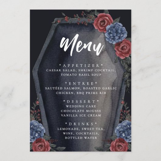 Coffin Floral Gothic Wedding Menu (Voorkant)