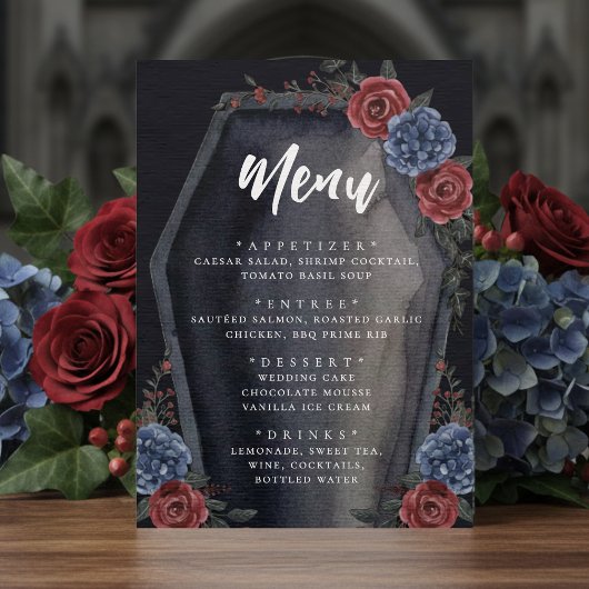 Coffin Floral Gothic Wedding Menu