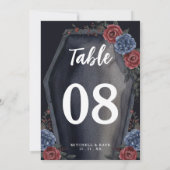 Coffin Floral Gothic Wedding Table Number (Achterkant)