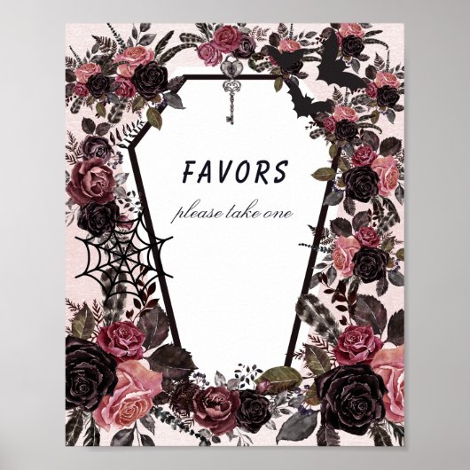 Coffin Halloween Baby shower Favors Sign Poster (Voorkant)