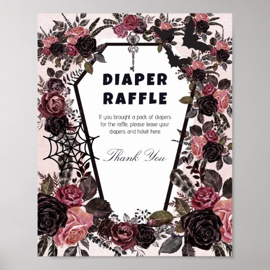 Coffin Halloween Baby shower Luier Raffle Sign Poster (Voorkant)