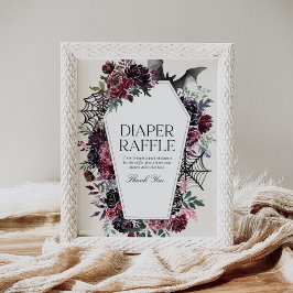 Coffin Halloween Baby shower Luier Raffle Sign Poster