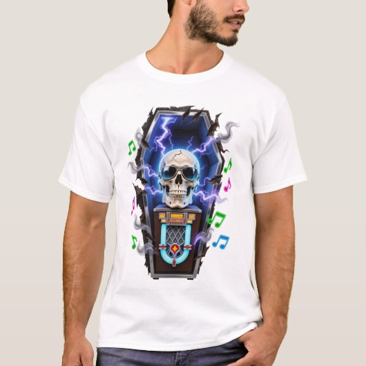 Coffin Jukebox Skull - Electric Afterlife T-shirt (Voorkant)