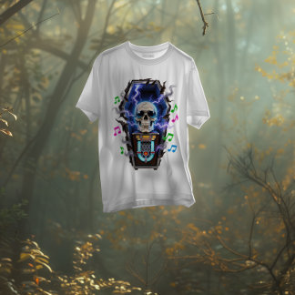 Coffin Jukebox Skull - Electric Afterlife T-shirt