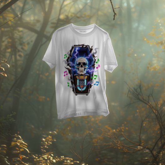 Coffin Jukebox Skull - Electric Afterlife T-shirt