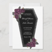 Coffin met Rozen Gothic Wedding Invitation Kaart (Voorkant)