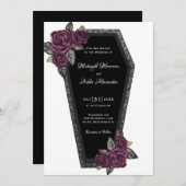 Coffin met Rozen Gothic Wedding Invitation Kaart (Voorkant / Achterkant)