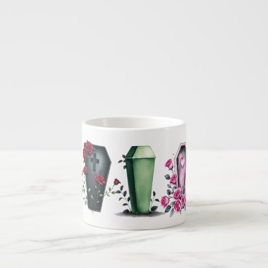 Coffin mok roze gothic mok whimsigoth (Voorkant)