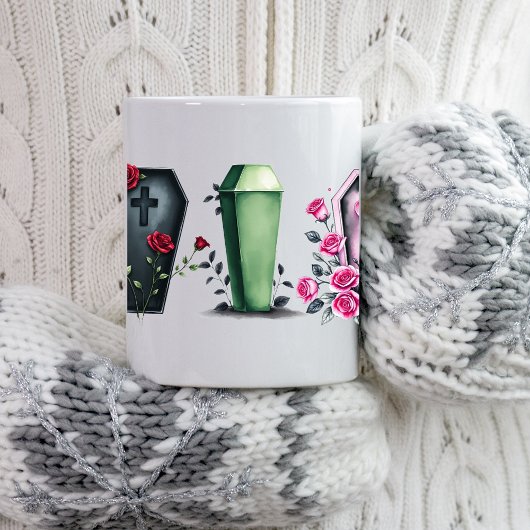 Coffin mok roze gothic mok whimsigoth