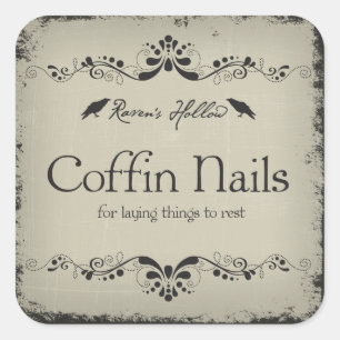 Coffin Nails Halloween Jar Sticker Label