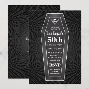 Coffin Over the Hill Party Invitation Kaart