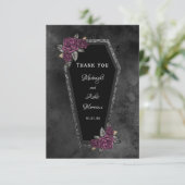 Coffin Rozen Halloween bruiloft Bedankkaart (Staand voorkant)