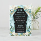 Coffin & Rozen R.I.P Vrijgezellenfeest Uitnodiging (Staand voorkant)