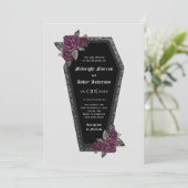 Coffin Rozen Sparkle Halloween Bruiloft Kaart (Staand voorkant)