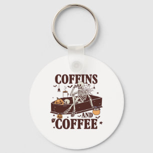 Coffins en koffie grappig skelet Halloween Sleutelhanger