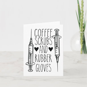 Coffrescrubs en rubberen handschoenen kaart