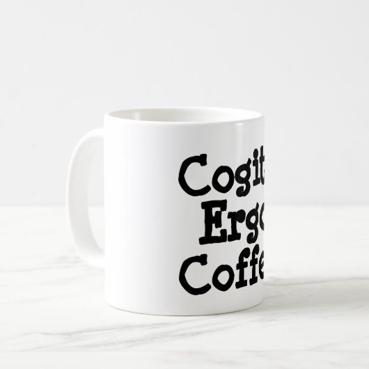 Cogito Ergo Coffee Mok (Voorkant links)