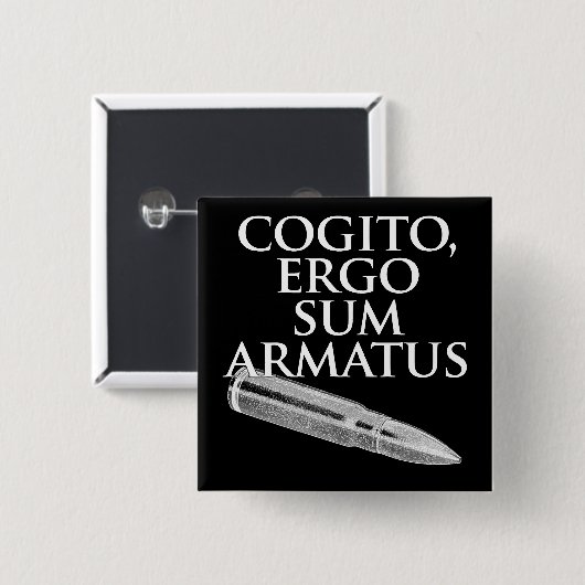 Cogito, Ergo Sum Armatus Vierkante Button 5,1 Cm (Voorkant /achterkant)