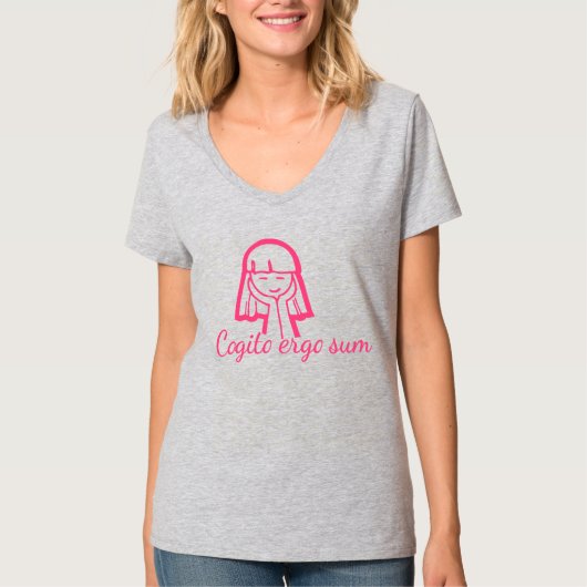 Cogito ergo sum denken meisje roze T-shirt (Voorkant)