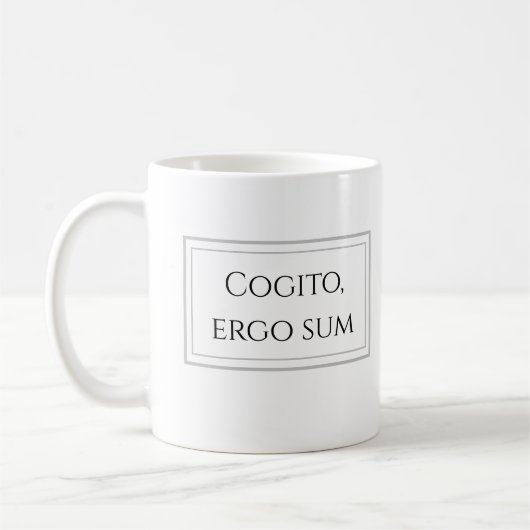 Cogito, ergo sum - ik denk dus ik ben koffiemok (Links)
