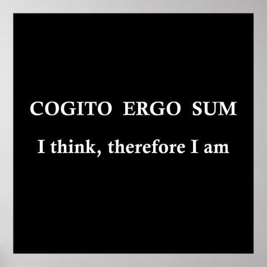 cogito ergo sum, latijns zin poster (Voorkant)