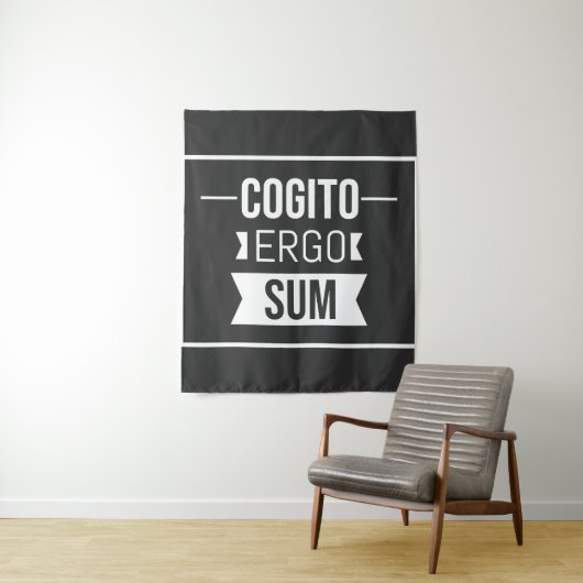 Cogito ergo sum - Latijnse uitdrukking -zwart Wandkleed (In situ)