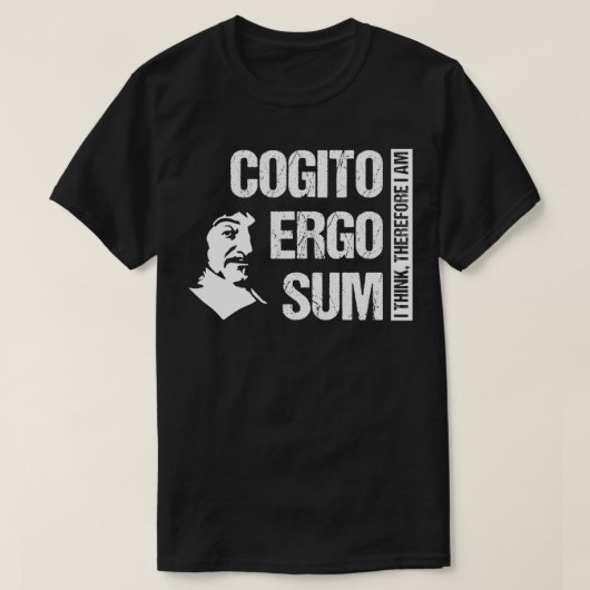 Cogito Ergo Sum Ren Descartes Philosophy Distresse T-shirt (Design voorkant)