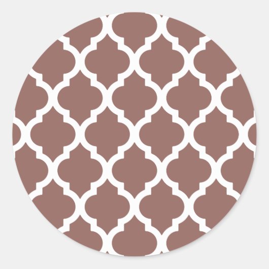 Cognac Brown Moroccan Tile Trellis Ronde Sticker (Voorkant)