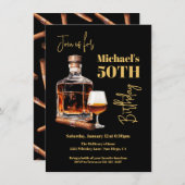 Cognac en sigaar verjaardag kaart (Voorkant / Achterkant)