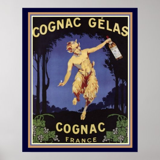 Cognac Gelas - Frankrijk - Art Deco Poster 16 x 20 (Voorkant)