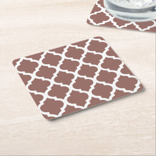 Cognac Leather Brown Marokkaanse Tegel Trellis Kartonnen Onderzetters
