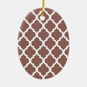 Cognac Leather Brown Marokkaanse Tegel Trellis Keramisch Ornament