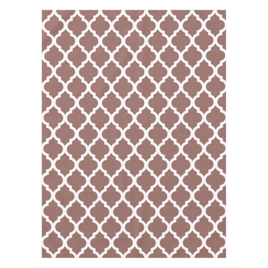 Cognac Leather Brown Marokkaanse Tegel Trellis Tafelkleed (Voorkant)