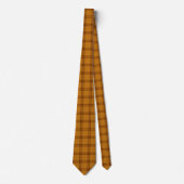 Cognac Oranje Grijs Zwart Tartan Pset Stropdas (Voorkant)