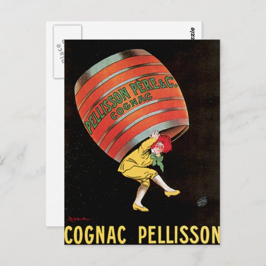 Cognac Pellisson  Drink wijn en kunst Briefkaart (Voorkant / Achterkant)