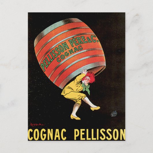 Cognac Pellisson  Drink wijn en kunst Briefkaart (Voorkant)