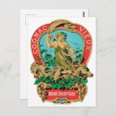 Cognac Vieux Grande Champagne  label Art Briefkaart (Voorkant / Achterkant)