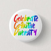 Cognitieve diversiteit vieren | Regenboogtypografi Ronde Button 3,2 Cm (Voorkant)