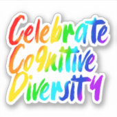 Cognitieve diversiteit vieren | Regenboogtypografi Sticker (Voorkant)