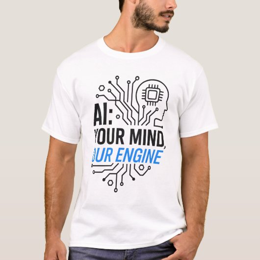 Cognitieve synergie-engine: Abstracte mens-AI-fusi T-shirt (Voorkant)