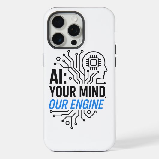 Cognitieve Synergie Motor: Abstracte Mens-AI Fusie iPhone Hoesje (Achterkant)
