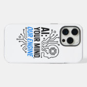 Cognitieve Synergie Motor: Abstracte Mens-AI Fusie iPhone Hoesje (Achterkant horizontaal)