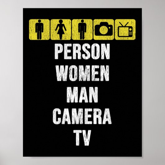 Cognitieve test persoon vrouw man camera tv grappi poster (Voorkant)