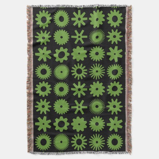 Cogs - Avocado Green op zwart Deken (Voorkant Verticaal)