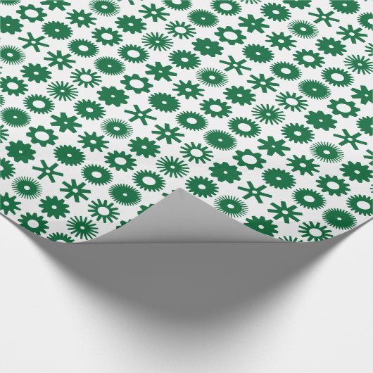 Cogs - Forest Green op White Cadeaupapier (Hoek)