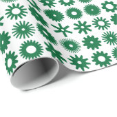 Cogs - Forest Green op White Cadeaupapier (Rol Hoek)