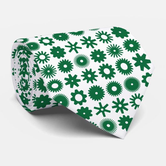 Cogs - Forest Green op White Stropdas (Opgerold)